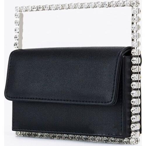 Square Evening Bag Women Top Handle Rhinestone Dinner Clutch Purse Ladies Diamond Handbag Fashion