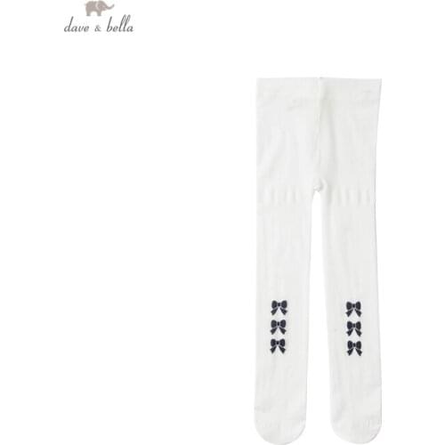 DB17659 dave bella summer infant baby girls cute bow print leggings children kids girl fashion leggings