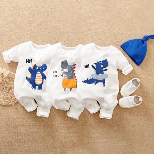Malapina Newborn Baby Romper Clothes Cotton Dinosaur Infant Boys Girls Outfit Toddler Costume Jumpsuits with Hat for 0-24M