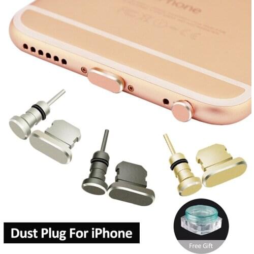 Metal Charging Port+Earphone Jack Dust Plug For iPhone X 8 7 6S Plus 5S SE Cell Phone 3.5mm J Headset Stopper Retrieve Card Pin