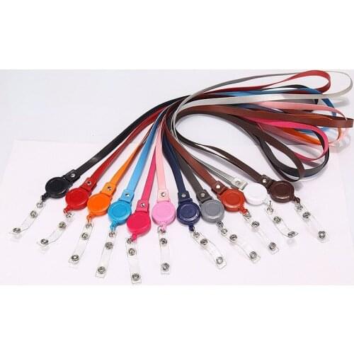 Fashion Leather Lanyard Card Holder Neck Strap Student Bus Card Cover Case Unisex Identity Badge Work Card Holder Lanyard