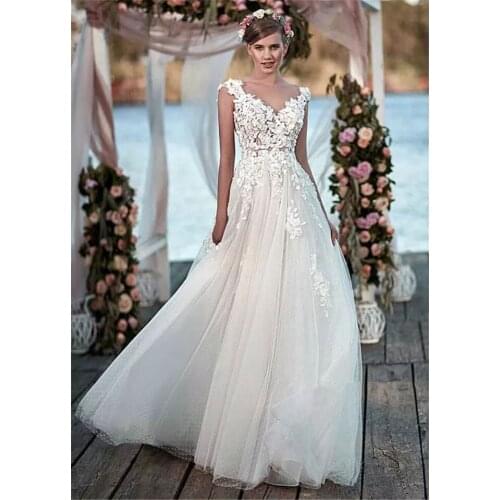MYYBLE 2022 Junoesque Tulle Bateau Neckline A-line Wedding Dresses See Through Beach Bridal Dress vestido noiva princesa