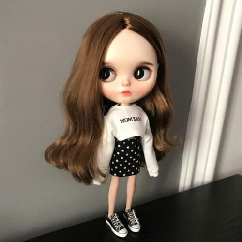 New Handmade Blyth Doll Clothes Casual Long Hoodie + Polka dot skirt for azone,ob24,blyth Dress Doll Accessories Clothing