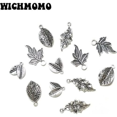New Fashion 10 Pieces Retro Zinc Alloy 4 Styles Small Leaves Charms Pendants Diy Jewelry Becklace Bracelet Accessories