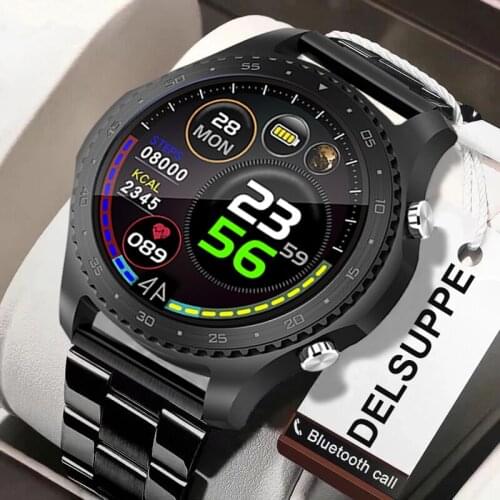 2021 New Steel Smart Watch Men Waterproof sport For iPhone Heart rate blood pressure Bluetooth call smartwatch Fitness tracker