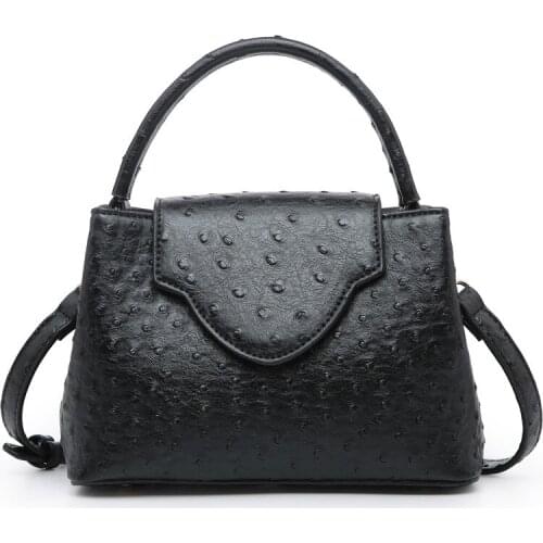 New Arrival Fashion Women Ostrich Grain Handbag Black Crossbody Ladies One-Shoulder Bag