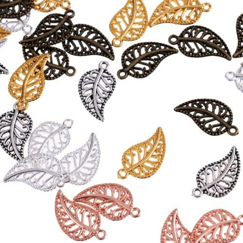 75Pcs Leaf Charms Pendants Metal Dangle Beads for Crafting, Jewelry Findings Making Accessory for DIY Necklace Bracelet