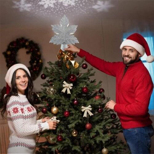 Hollow Christmas Star Christmas Tree Topper LED Snowflake Rotating Projector Lights Christmas Decoration for Home New Year Hot