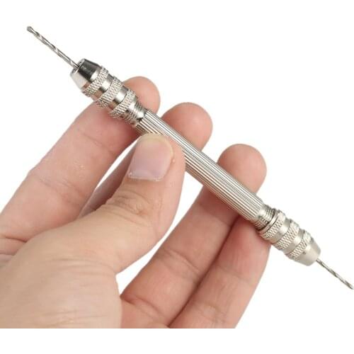 Professional Mini Hand Drill Set with 10pcs High-speed Steel Twist Drill Bit Set Holder Double Chuck Hand Drill Little Pin Vise