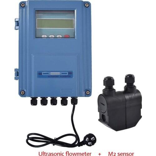 Professional Ultrasonic Flowmeter Wall-mount TDS-100F Transducer DN15mm-6000mm LED Digital Ultrasonic Liquid Water Flow Meter