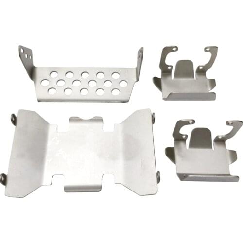 Retail Stainless Steel Front Bumper Lower + Axle + Gearbox Mount Protection Skid Plate Set for 1/10 RC Crawler AXIAL SCX10 II 90