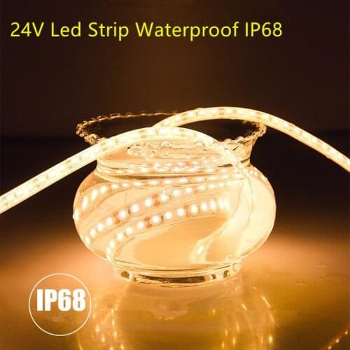 Led Strip Light With Silicone Tube Waterproof IP68 DC 24V Outdoor Underwater Led Tape 1M 5M 10M 20M Cool White Nature White
