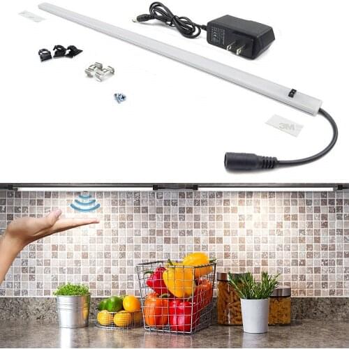 1Pcs 30/40/50CM LED Bar Light Hand Wave Control Kitchen Lights Ultra thin Rigid Strip Lamp Under Cabinet Closet Lamps Decoration