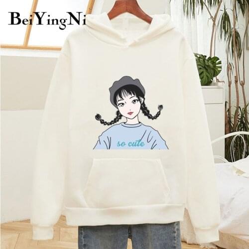 Beiyingni Harajuku Hooded Sweatshirts Hoodies Womens Cute Casual 2021 Autumn Winter Hoody Woman Warm Korean Chic Oversized Coats