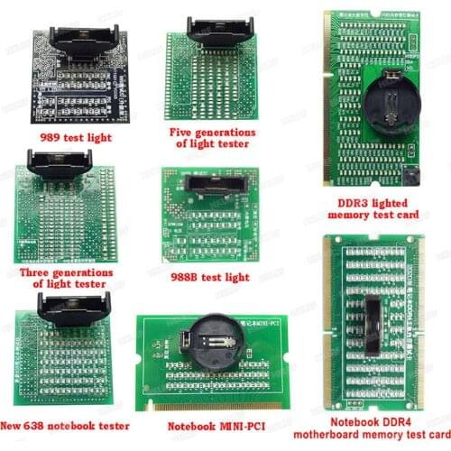 8Pcs Full Set of CPU Socket Tester For Laptop P89 988B 638 DDR3 Test Card Three Four Five Generations Ligt Tester