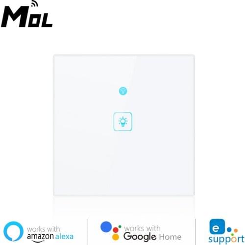 MOL eWeLink App Control EU WiFi Smart Light Switch Neutral Wire Single Fire Smart Switch Works With Alexa Google Home