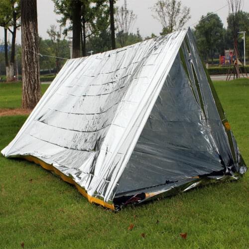 PET Waterproof Portable Eye Catching Emergency Shelter Survival Tube Tent Outdoor Sleeping Bag Silver Orange
