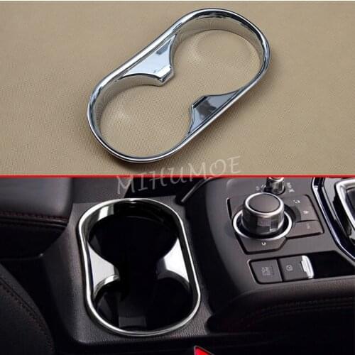 Glossy Chrome Cup Holder Cover For 2017 2018 2019 2020 Mazda CX-5 CX5 Interior Storage Trim Moulding Overlay