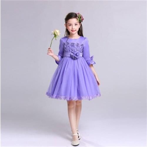 New autumn and winter plus thick velvet dress cute short dress presided over performances flower girl dress catwalk