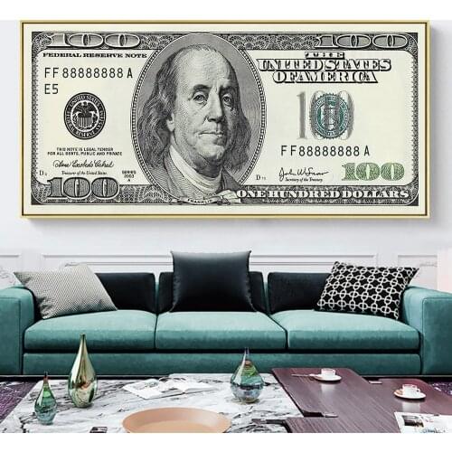 Gold Standar Modern Popular Culture Money Style Street Art Inspirational Wall Art Canvas Wall Picture for Home Decoration