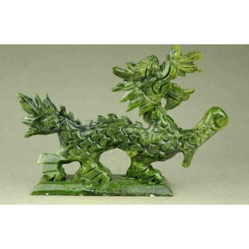 100% Exquisite natural jade Handmade hand-carved dragon statues
