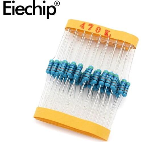 100pcs/lot 0.5W 1 ohm 1% Metal film resistor 1/2W resistance 470K Electronic resistors