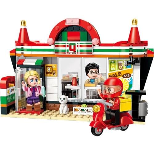 319PCS Enlightenment Building Blocks 1133 Colorful City Street View Convenience Store Assembled Model Assembled Toy Gift