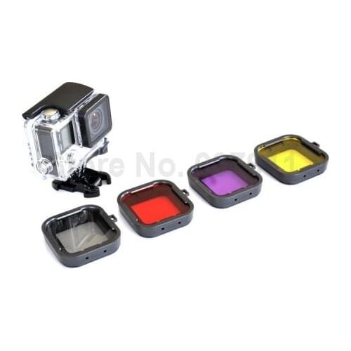 4pcs color choose Diving Housing Filter Gopro HERO 3+ 4 Camera Housing Case Underwater Lens Cap Converter