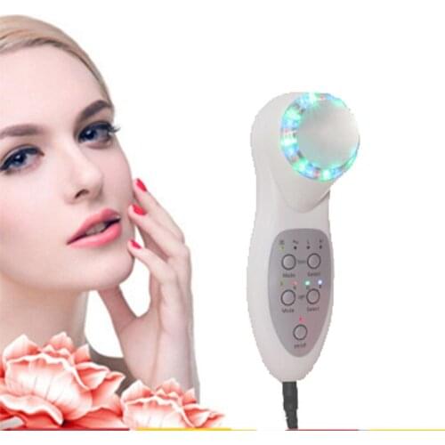 7 Color Led Photon Ultrasonic Light Facial Massager Portable Facial Skin Beauty Instrument Photon Rejuvenation Anti-Ageing New
