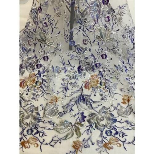 African French Tulle Lace Fabric with beads SYJ-2186844 High Quality Lace Material Nigerian Lace Fabrics For Garment Sewing