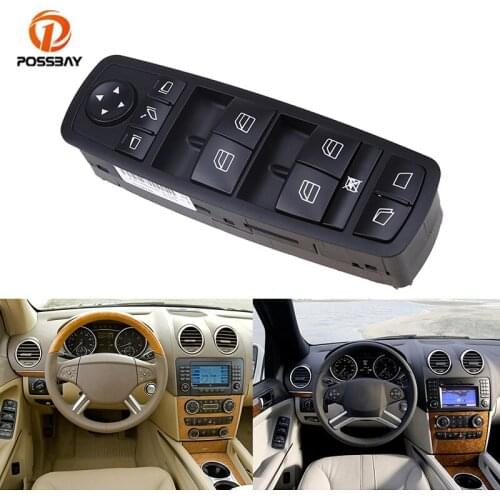 POSSBAY Car Door Window Switch Control Panel Black A2518300390 Interior Accessories for Mercedes-Benz R-Class W251 2006-2015