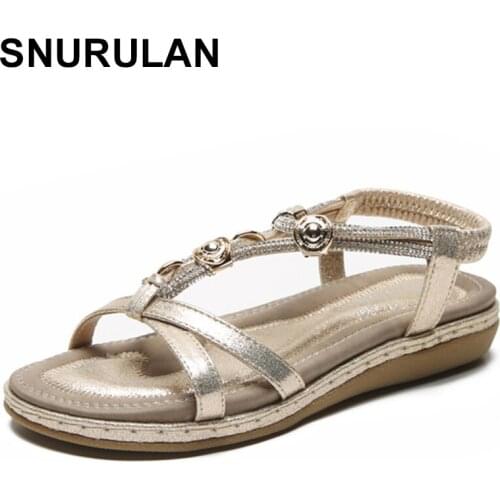 SNURULANSummer Platform Sandals Chunky Leather Flats Shoes Gothic Ladys Sandalias Rome Womens Gladiator Sandal Zapatos De Mujer