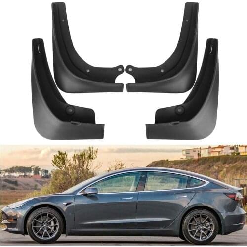 4Pcs/SetMud Flaps Splash Guards, with Installation Tools and Components Front and Rear 4-PC Set for Tesla Model 3 2017 2018 2019