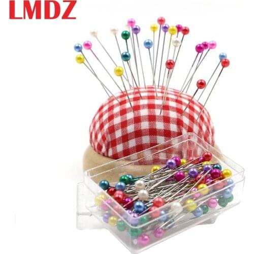 LMDZ 100pcs/box Sewing Pins Round Pearl Head Dressmaking Pins Weddings Corsage Florists Sewing Pin Mixed Color/White accessories