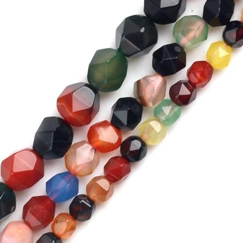 15"6/8/10mm Natural Stone Faceted Mixed Color Jaspers Spacers Loose Beads DIY Charms Bracelet Necklace for Jewelry Making