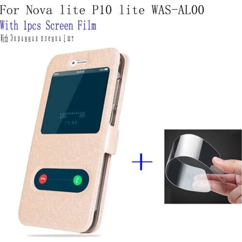 For Huawei Nova lite back case cover View window Flip Leather Case For Huawei P10 lite WAS-AL00 Phone Cover case P10lite shell