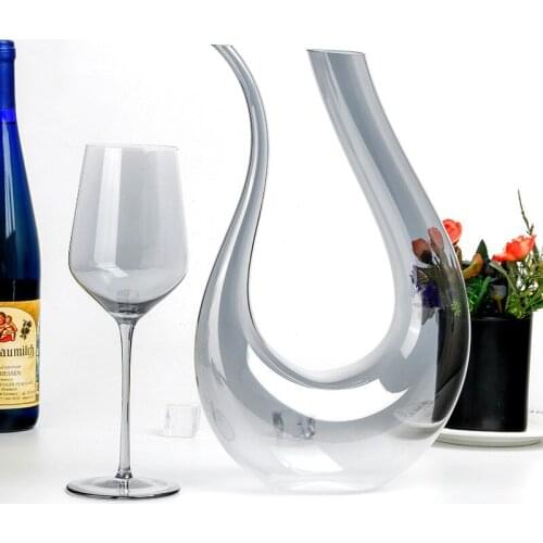 European-style Crystal Glass Electroplating Silver-gray Gradient American Red Wine Glass Metal Goblet U-shaped Decanter Wine Set