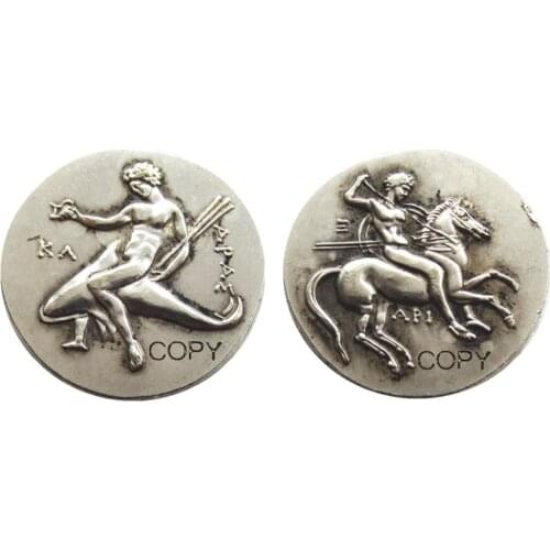 G(25) Ancient Greek Silver Didrachm Coin from Taras - 315 BC Silver Plated Copy Coin