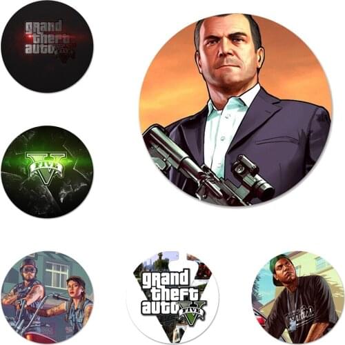 Grand Theft Auto GTA V Icons Pins Badge Decoration Brooches Metal Badges For Clothes Backpack Decoration 58mm