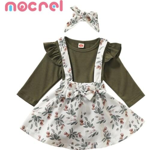 Spring And Autumn Period And The Childs Skirt Girl Pure Color Garment Shoulder-Straps Three-Piece Suit Clothing Sets girl set