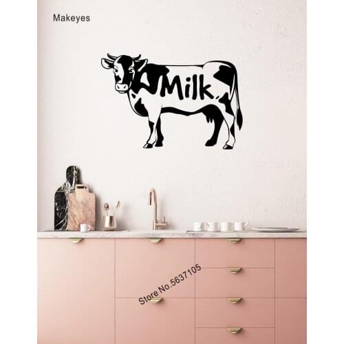 Makeyes Milk Cow Farm Wall Decal Animal Design Wall Sticker Vinyl Kitchen Home Art Wall Decoration Cow Wallpaper Cute Decor Q712