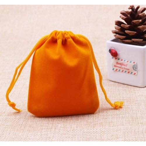 50pcs/lot Orange Velvet Bags 7*9cm Pouches Jewelry/MP3/Coin Packing Bags Candy/Wedding Gift Bags Free Shipping