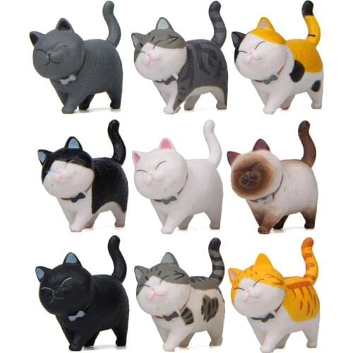 2Pcs Cute Cat Moss Micro Landscape Terrarium Figurine Decoration Resin Funny Cats Ornament Fairy Garden Miniatures