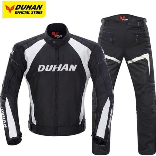 DUHAN Motorcycle Jacket Men Moto Cycling Suit Waterproof Chaqueta Summer Jacket Pants Motocross Jacket Body Protector Reflective