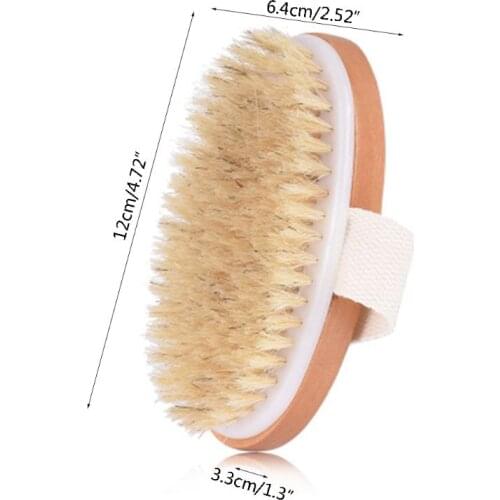 Natural Boar Bristles Dry Body Brush Wooden Oval Shower Bath Brushes Exfoliating Massage Cellulite Treatment Blood Circulation