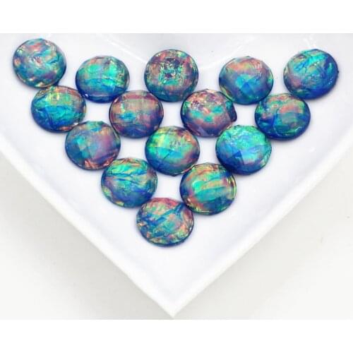 New Fashion 40pcs 12mm Blue Color Tangent plane Built-in metal foil Flat back Resin Cabochons Cameo Z5-20