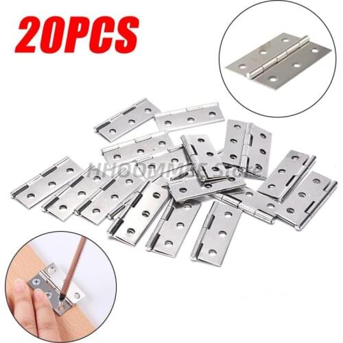 New 20Pcs Hardware Stainless Steel Hinges Door Connector Drawer 6 Mounting Holes Durable Furniture Bookcase Window Cabinet Home