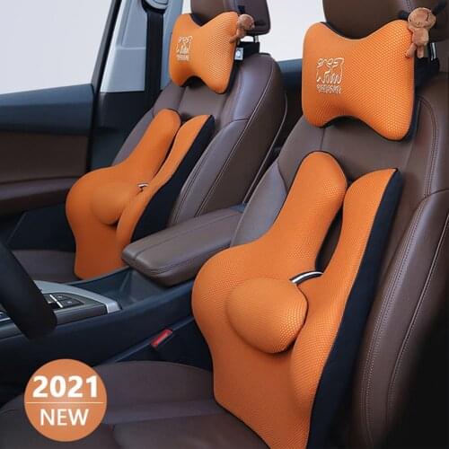 2021 New Car Memory Cotton Cellular Grid Lumbar Seat Breathable Support Backrest Cushion Car Accessories