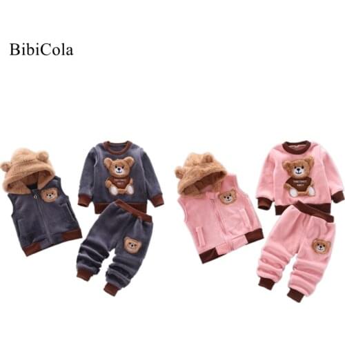 Autumn Winter Warm Clothing Set Baby Boys Girl Clothes Kids Sport Suit Outfits Newborn Baby Clothes Infant Clothing Sets