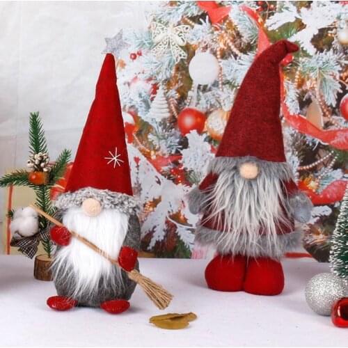 P15D Christmas Long Beard Standing Dwarf Gnome Doll Ornaments Cute Cartoon Dwarf Elf